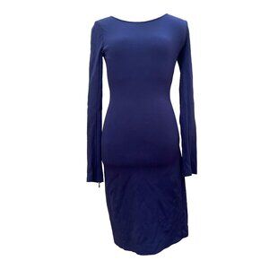 Theory navy stretch knit dress w long sleeves: Petite, Size 0